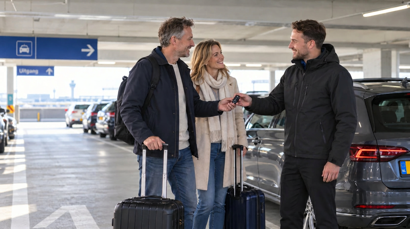 Sleuteloverdracht aan een valetmedewerker in de parkeergarage
